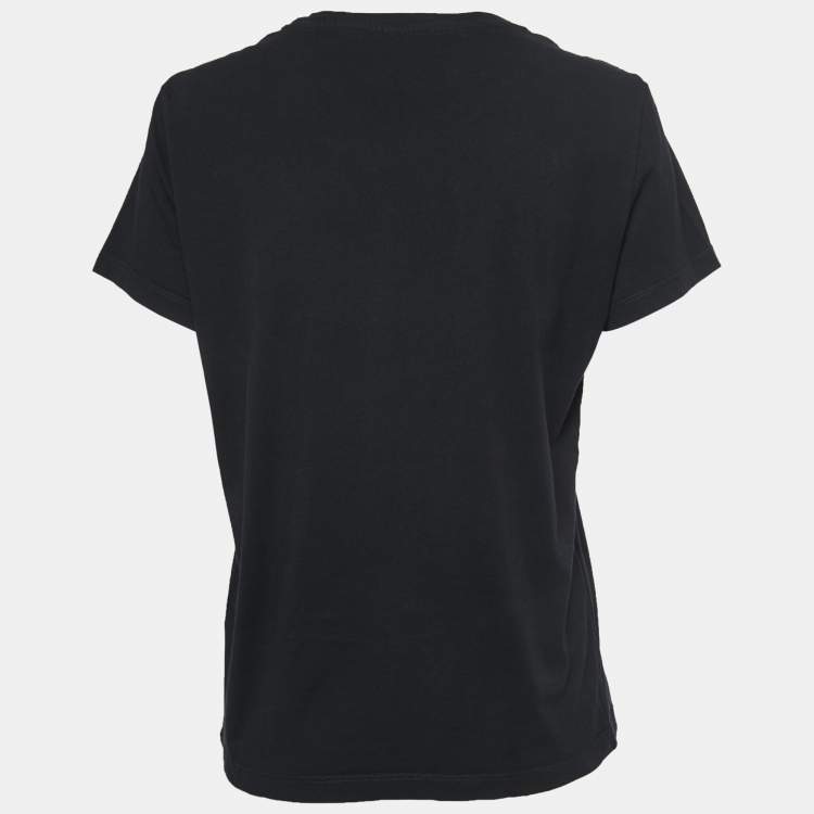 Pre Owned Kenzo Black Cotton Tiger Motif Print T-Shirt L