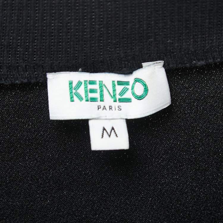 Pre Owned Kenzo Black Crepe Tiger Motif Track Top & Pants M