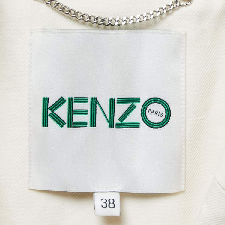 Pre Owned Kenzo Cream Cotton Blend Single Breasted Blazer M