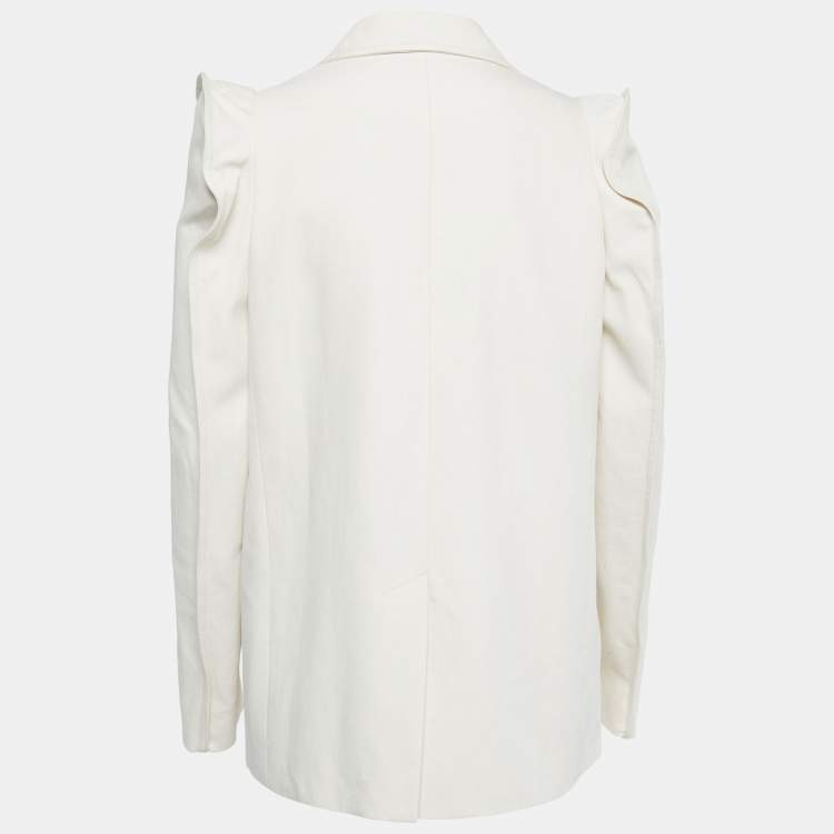 Pre Owned Kenzo Cream Cotton Blend Single Breasted Blazer M