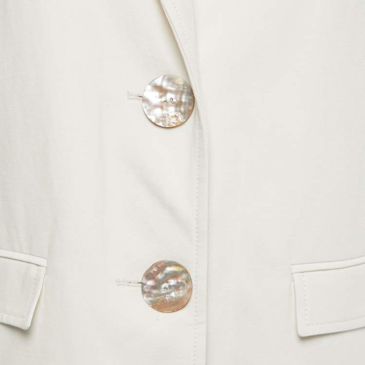 Pre Owned Kenzo Cream Cotton Blend Single Breasted Blazer M