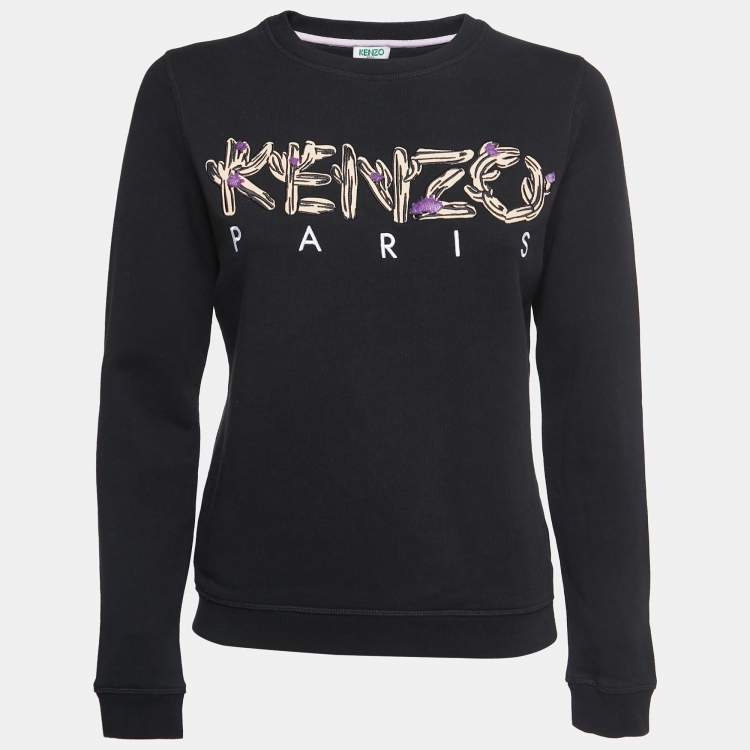 スウェット・トレーナー Kenzo Black Crew Neck Sweatshirt With Logo Kenzo logo-print crew-neck Sweatshirt | Black | FARFETCH