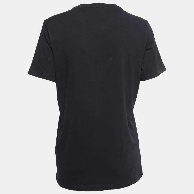 Pre Owned Kenzo Black Logo Print Cotton Crew Neck Half Sleeve T-Shirt S
