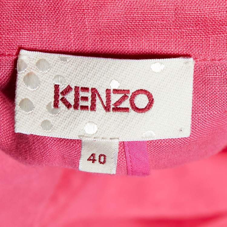 Pre Owned Kenzo Pink Linen Belted Blazer M