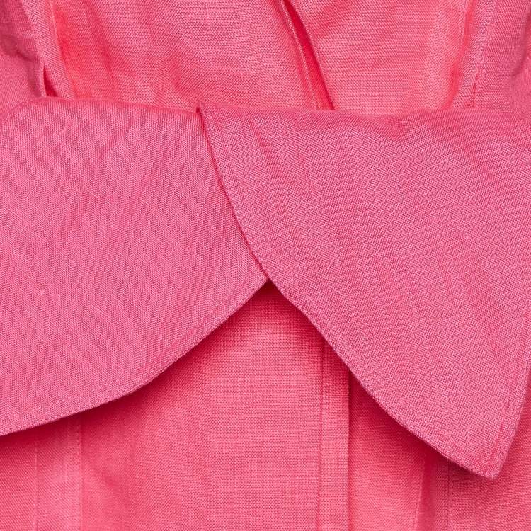 Pre Owned Kenzo Pink Linen Belted Blazer M