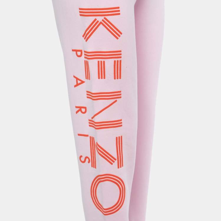 مملوكة مسبقًا Kenzo Pink Logo Printed Cotton Knit Joggers S
