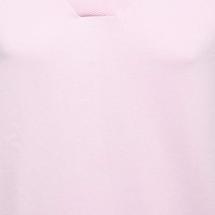 Pre Owned Kenzo Pink Logo Print Cotton Knit V-Neck Sweatshirt S