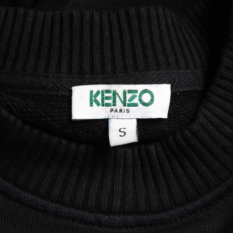 Pre Owned Kenzo Black Cotton Crystals Embellished Logo Sweatshirt S