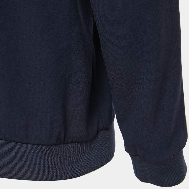 Pre Owned Kenzo Navy Blue Logo Embroidered Crepe Crew Neck Sweatshirt XS