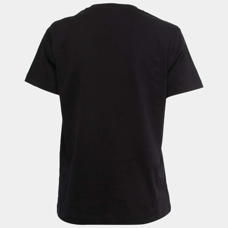 Pre Owned Kenzo Black Logo Patch Cotton Crew Neck Half Sleeve T-Shirt S