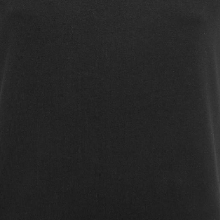 Pre Owned Kenzo Black Cotton Knit Logo Printed Sleeve Midi Dress XS