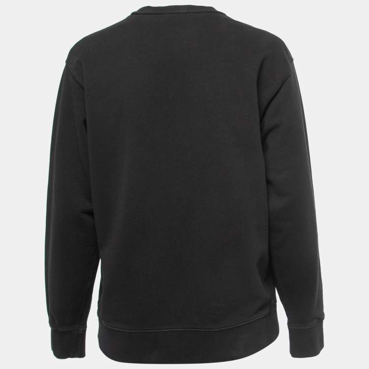 Pre Owned Kenzo Black Logo Printed Cotton Sweatshirt L