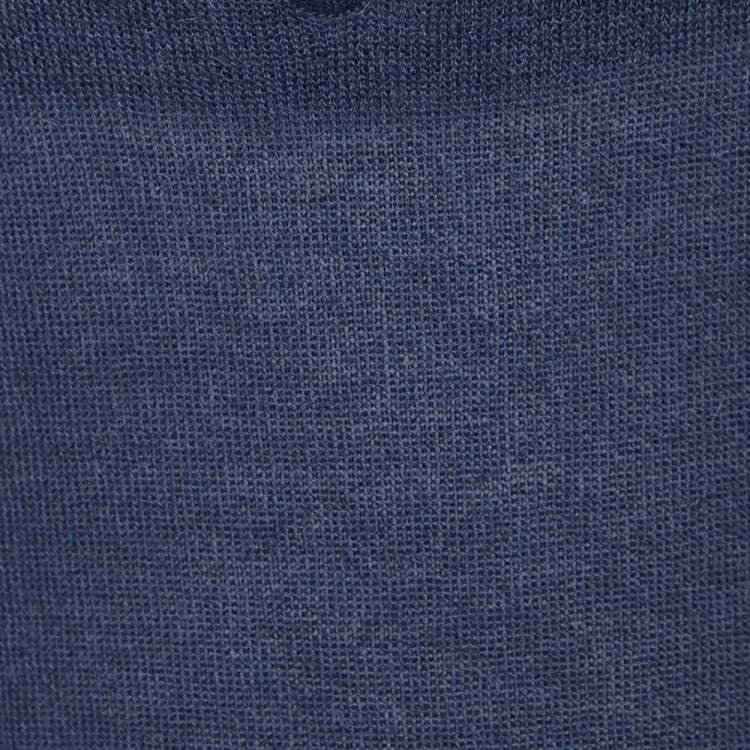 Pre Owned Kenzo Navy Blue Alpaca Knit & Silk Sleeve Tank Top L