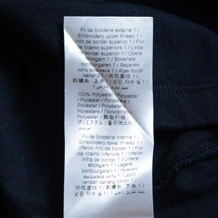 Pre Owned Kenzo Navy Blue Logo Embroidered Cotton Crew Neck T-Shirt L