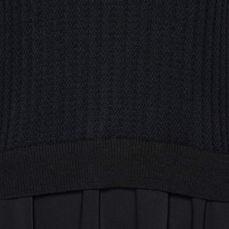 Pre Owned Kenzo Black Knit & Crepe Mini Dress L