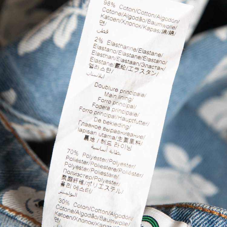 مملوكة مسبقًا Kenzo Blue Floral Print Denim Knee Length Skirt M 