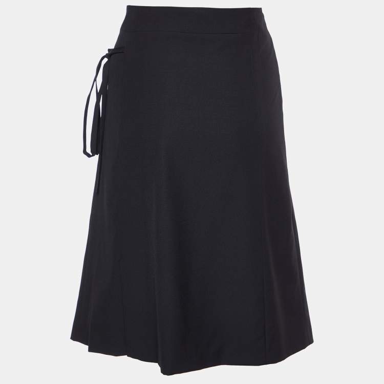 Pre Owned Kenzo Black Wool Tie Detail Mini Skirt M