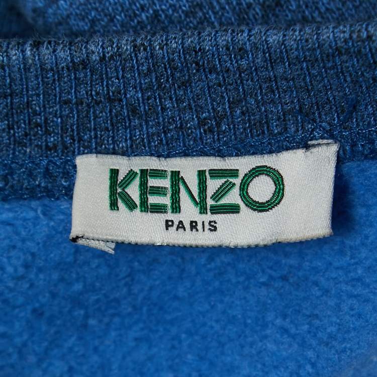مملوكة مسبقًا Kenzo Navy Blue Logo Tiger Embroidered Cotton Crew Neck Sweatshirt S
