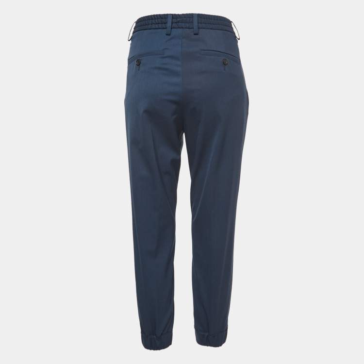 Pre Owned Kenzo Navy Blue Wool Blend Trousers M