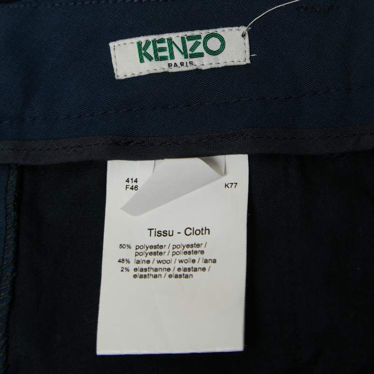 Pre Owned Kenzo Navy Blue Wool Blend Trousers M