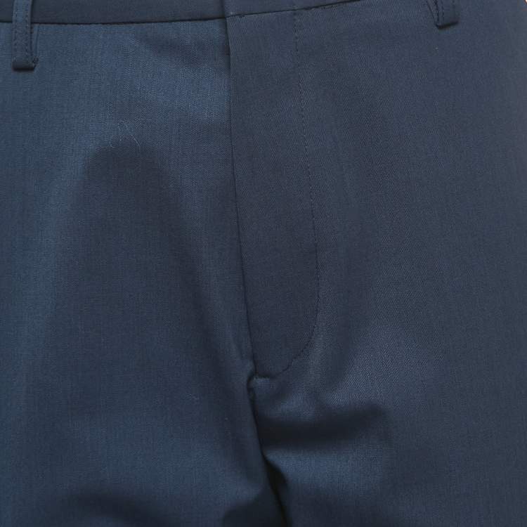 Pre Owned Kenzo Navy Blue Wool Blend Trousers M