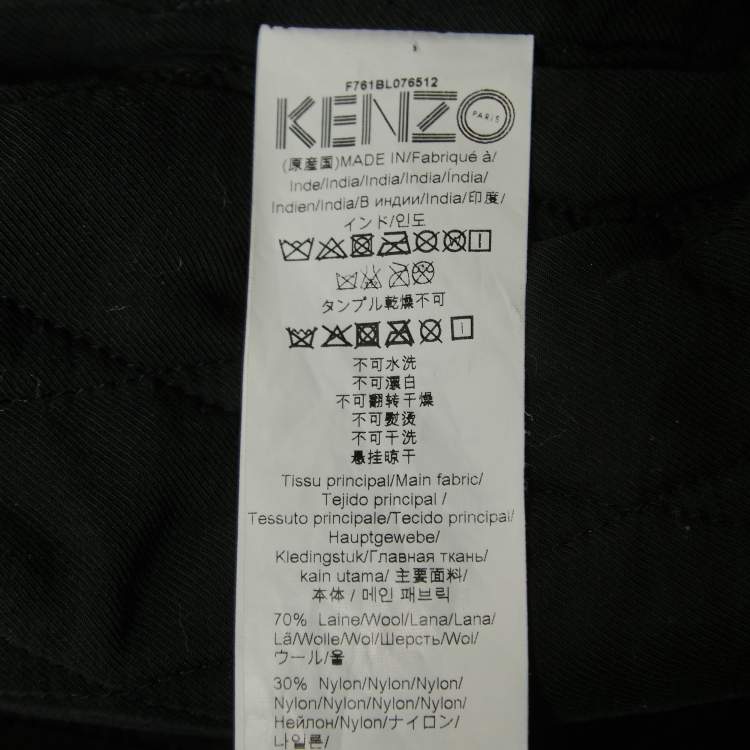 Pre Owned Kenzo Memento Collection Black Wool Patched Varsity Jacket S