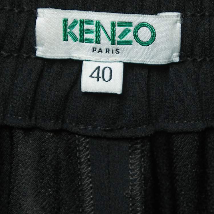 مملوكة مسبقًا Kenzo Black Crepe Side Striped Drawstring Track Pants M