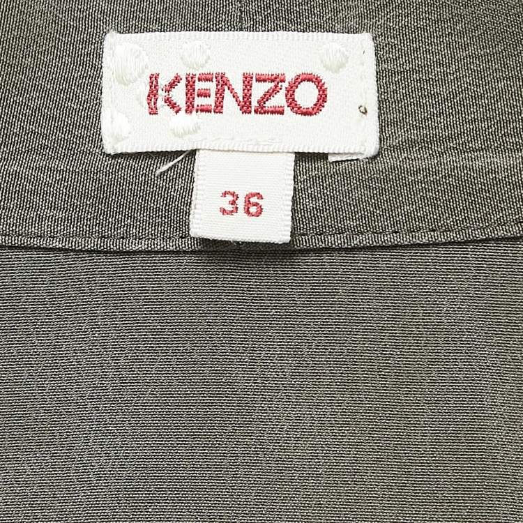 Pre Owned Kenzo Grey Silk Long Sleeve Blouse S