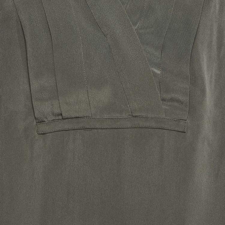 Pre Owned Kenzo Grey Silk Long Sleeve Blouse S