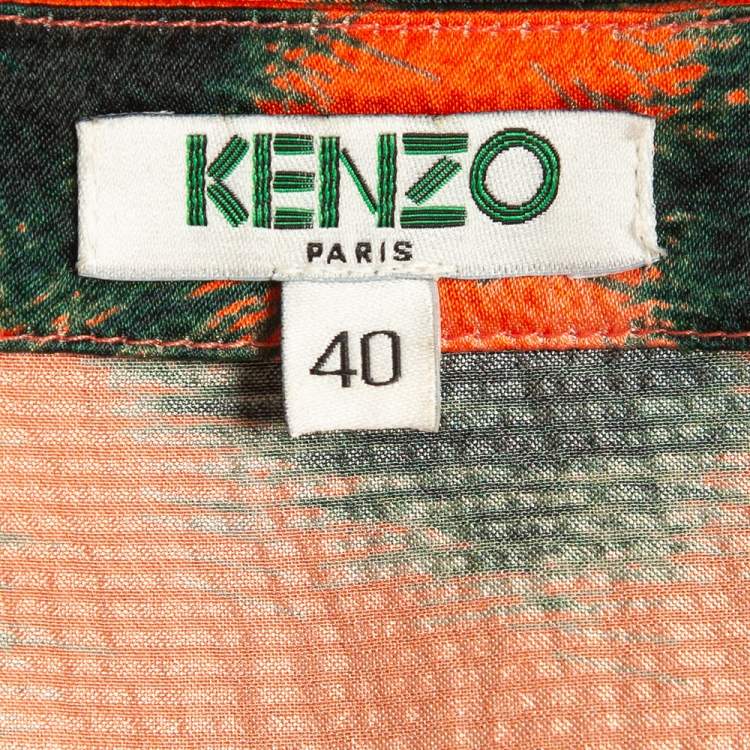 Pre Owned Kenzo Multicolor Print Silk Relaxed Fit Blouse M