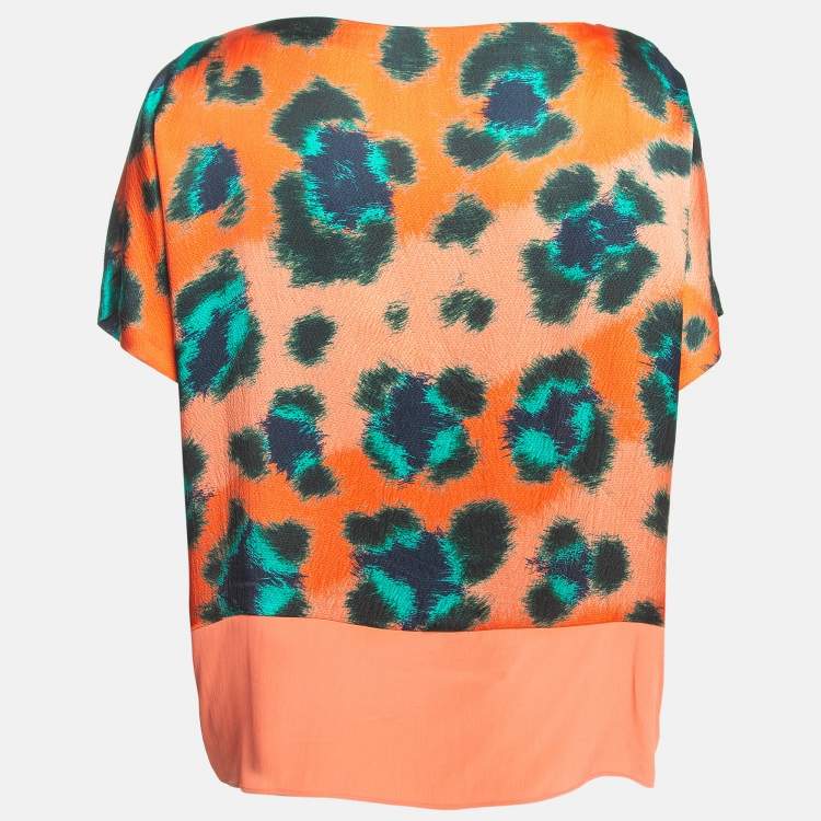 Pre Owned Kenzo Multicolor Print Silk Relaxed Fit Blouse M