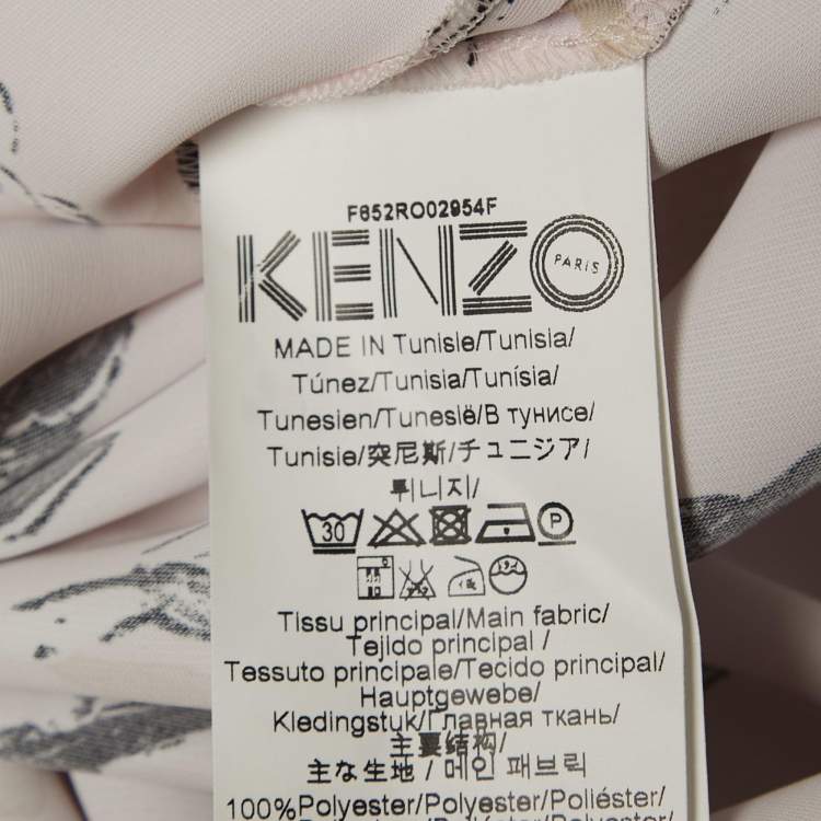 Pre Owned Kenzo Light Pink Cactus Print Crepe Belted Mini Dress M