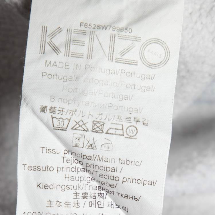 Pre Owned Kenzo Grey Cactus Applique Cotton Knit Long Sleeve Sweatshirt L