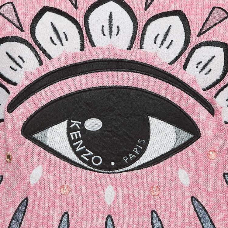 Pre Owned Kenzo Pink Knit Embroidered Sweater M