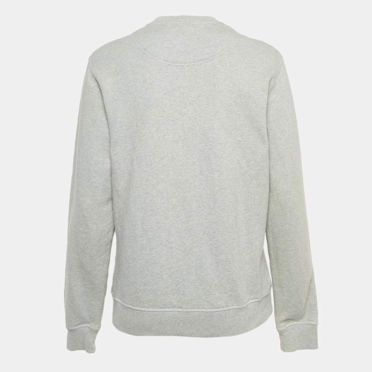 Pre Owned Kenzo Grey Logo Embroidered Cotton Crew Neck Sweatshirt S
