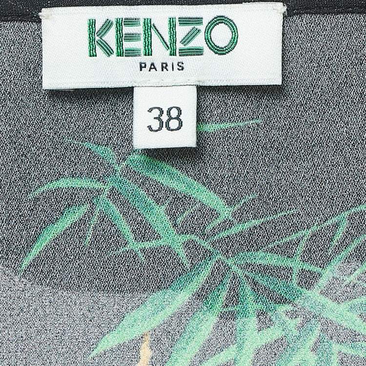 Pre Owned Kenzo Black Floral Printed Crepe Top M