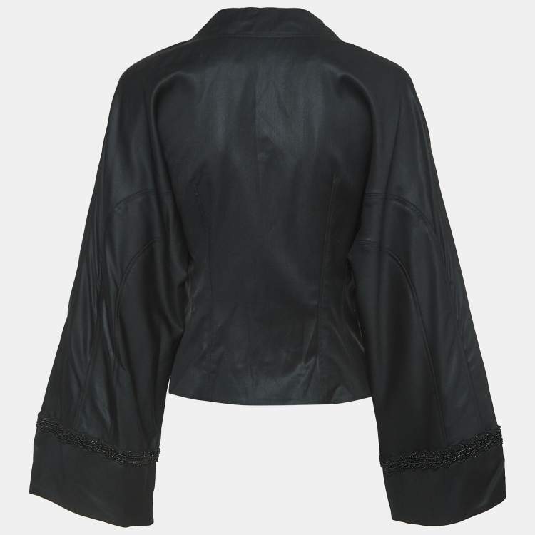 Pre Owned Kenzo Black Sequined Wool Buttoned Jacket M