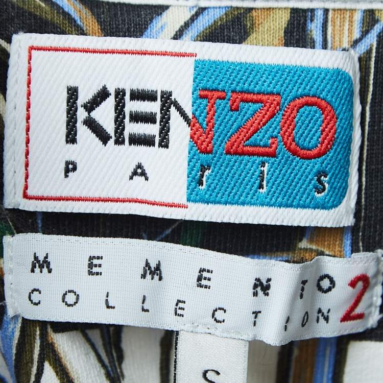 Pre Owned Kenzo Memento Collection 2 Multicolor Bamboo Print Cotton Mini T-Shirt Dress S