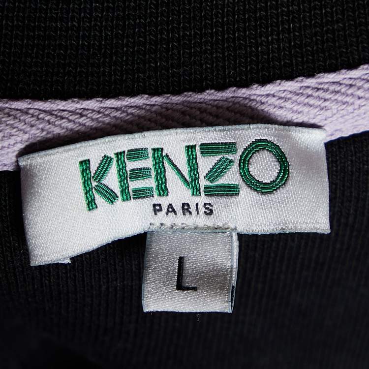 مملوكة مسبقًا Kenzo Black Logo Embroidered Cotton Sweatshirt L