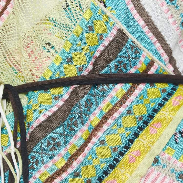Pre Owned Kenzo Multicolor Patterned Lurex Knit Wrap Top M