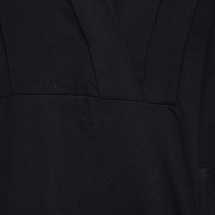 Pre Owned Kenzo Black Wool Blend V-Neck Mini Dress M