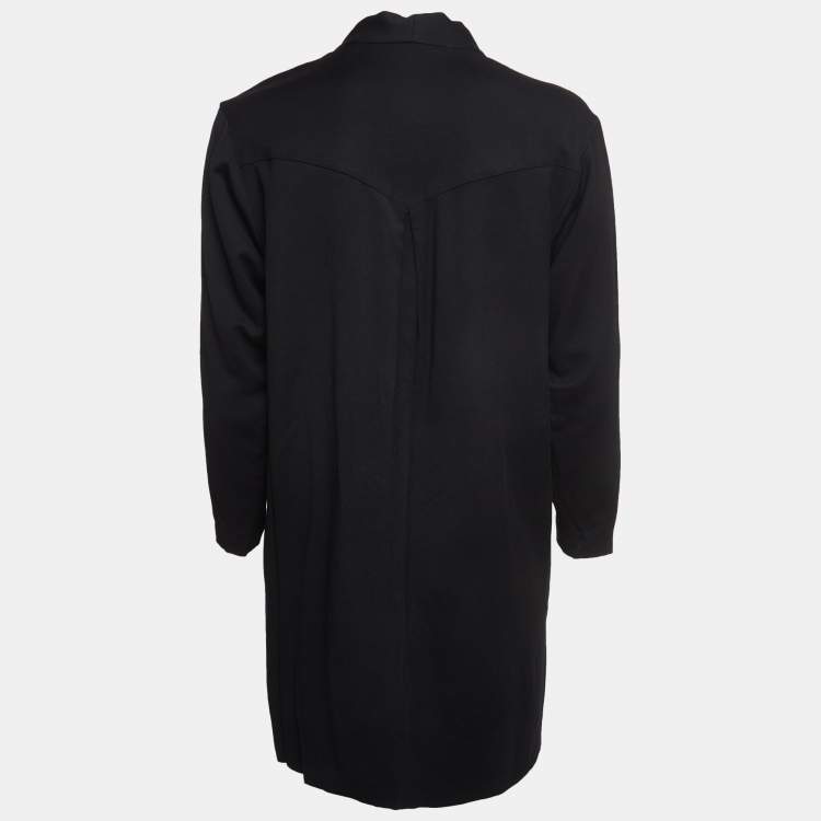 Pre Owned Kenzo Black Wool Blend V-Neck Mini Dress M