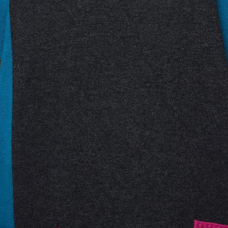 Pre Owned Kenzo Grey Colorblock Wool Knit Sweater Dress S