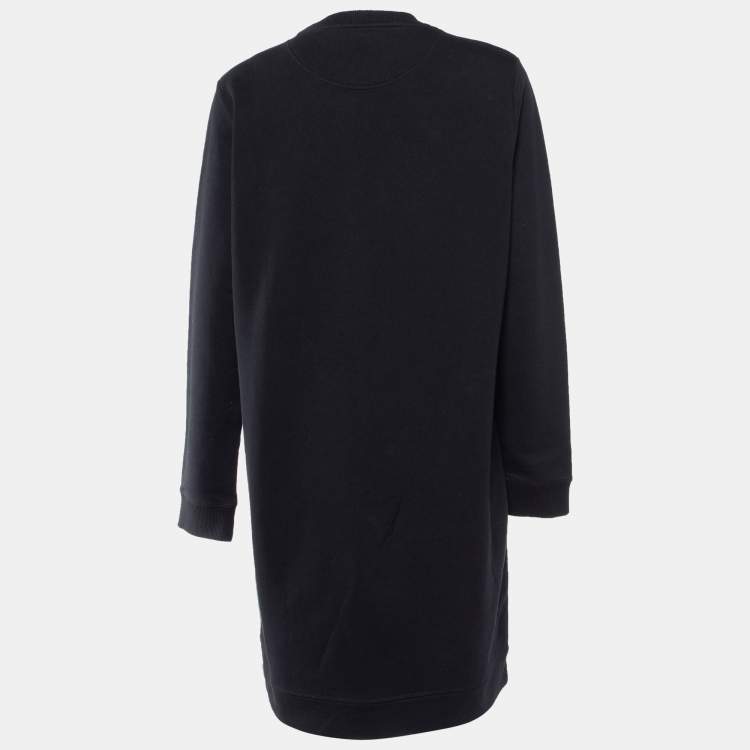 Pre Owned Kenzo Black Tiger Embroidered Cotton Sweater Dress XL