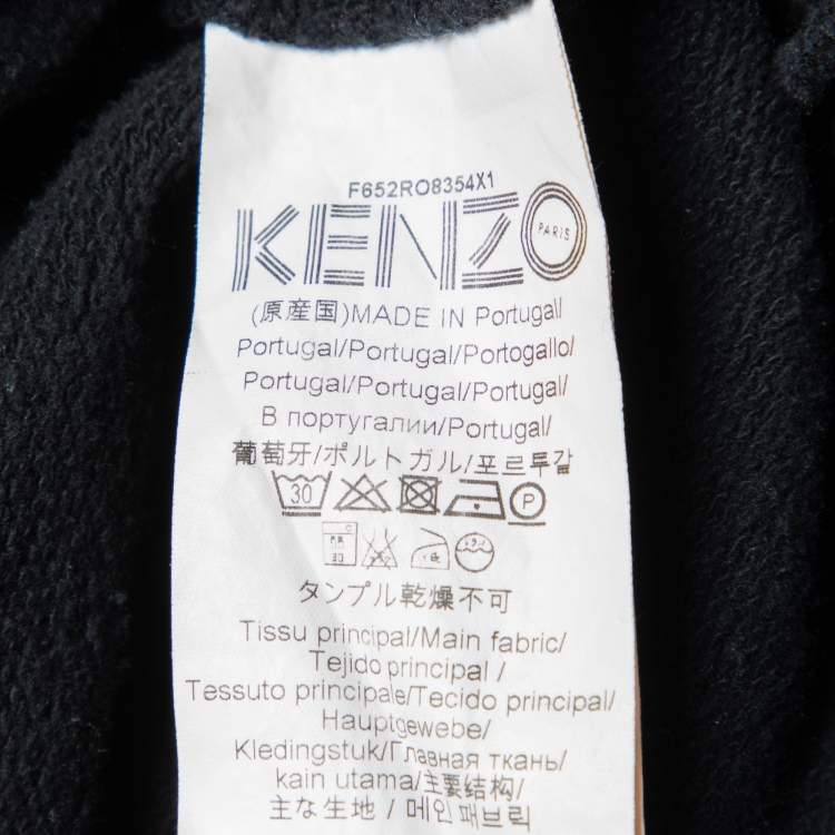 Pre Owned Kenzo Black Tiger Embroidered Cotton Sweater Dress XL