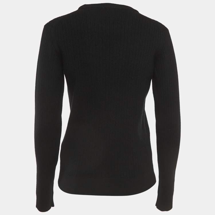 Pre Owned Kenzo Black Tiger Patterned Wool Knit Sweatshirt M