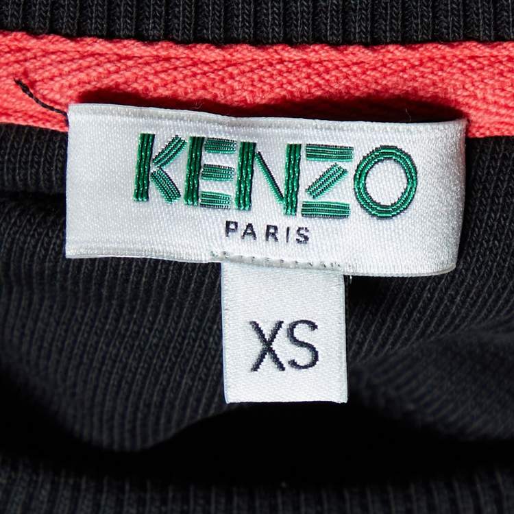 Pre Owned Kenzo Black Tiger Embroidered Cotton Crew Neck Sweatshirt XS