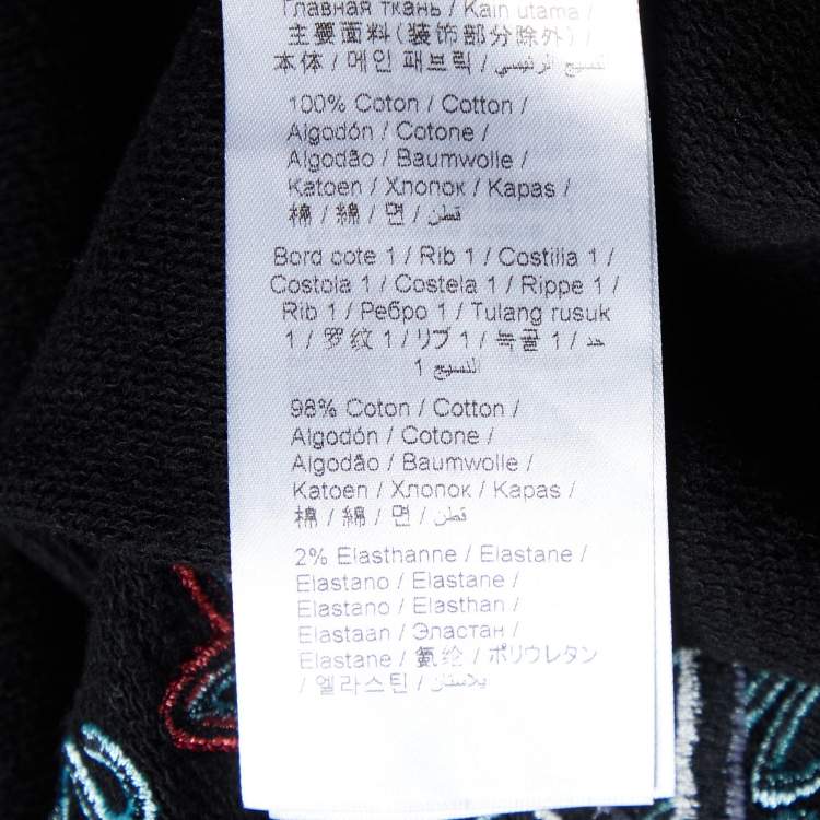 Pre Owned Kenzo Black Tiger Embroidered Cotton Crew Neck Sweatshirt XS