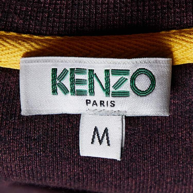 Pre Owned Kenzo Burgundy Melange Cotton Tiger Embroidered Sweatshirt M