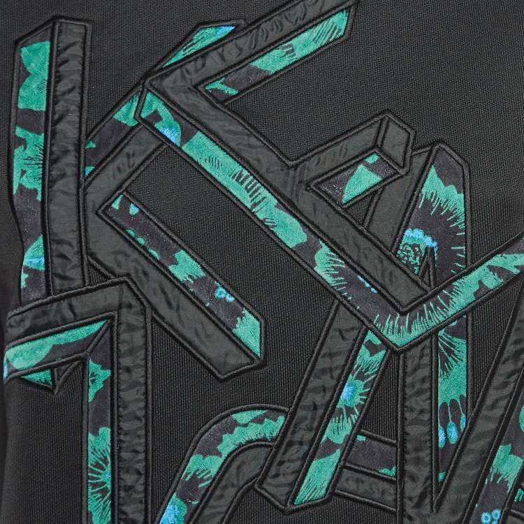 Pre Owned Kenzo Black Grafiti Logo Embroidered Jersey Sweatshirt M